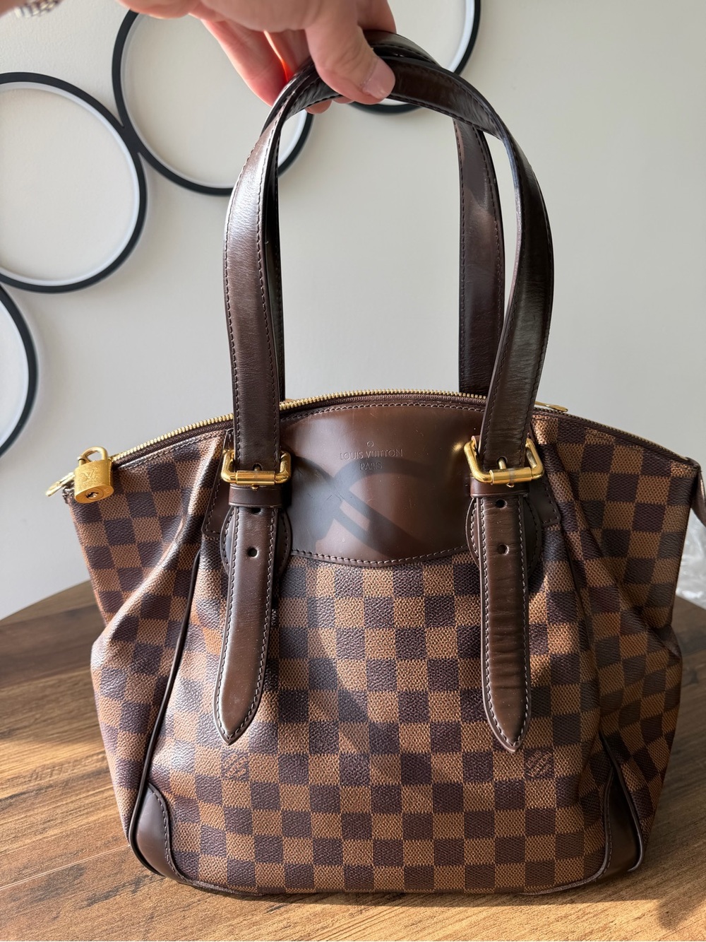 Louie Vuitton Verona Damier Ebene Shoulder Tote Bag